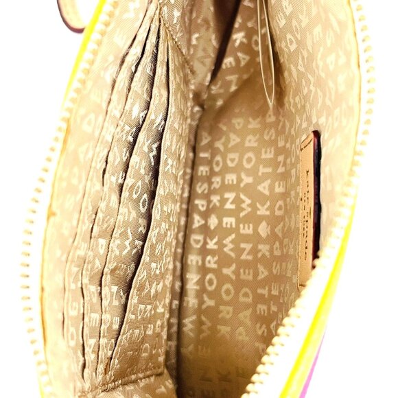 Kate Spade New York Women's Striped Multicolor Wristlet Trim Leather Logo Inside - Picture 9 of 11
